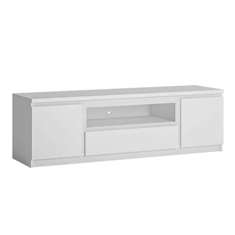 Furniture To Go Fribo 2 Door 1 Drawer 166cm Wide TV Cabinet White