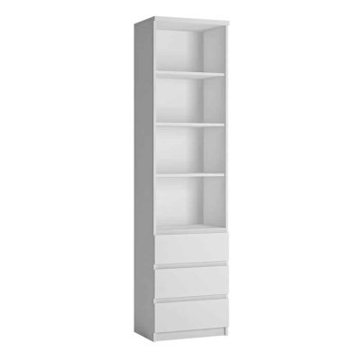 Furniture To Go Fribo Tall Narrow 3 Drawer Bookcase White