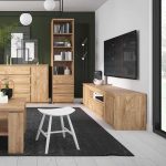 Furniture To Go Fribo Tall Narrow 1 Door 3 Drawer Display Cabinet Oak