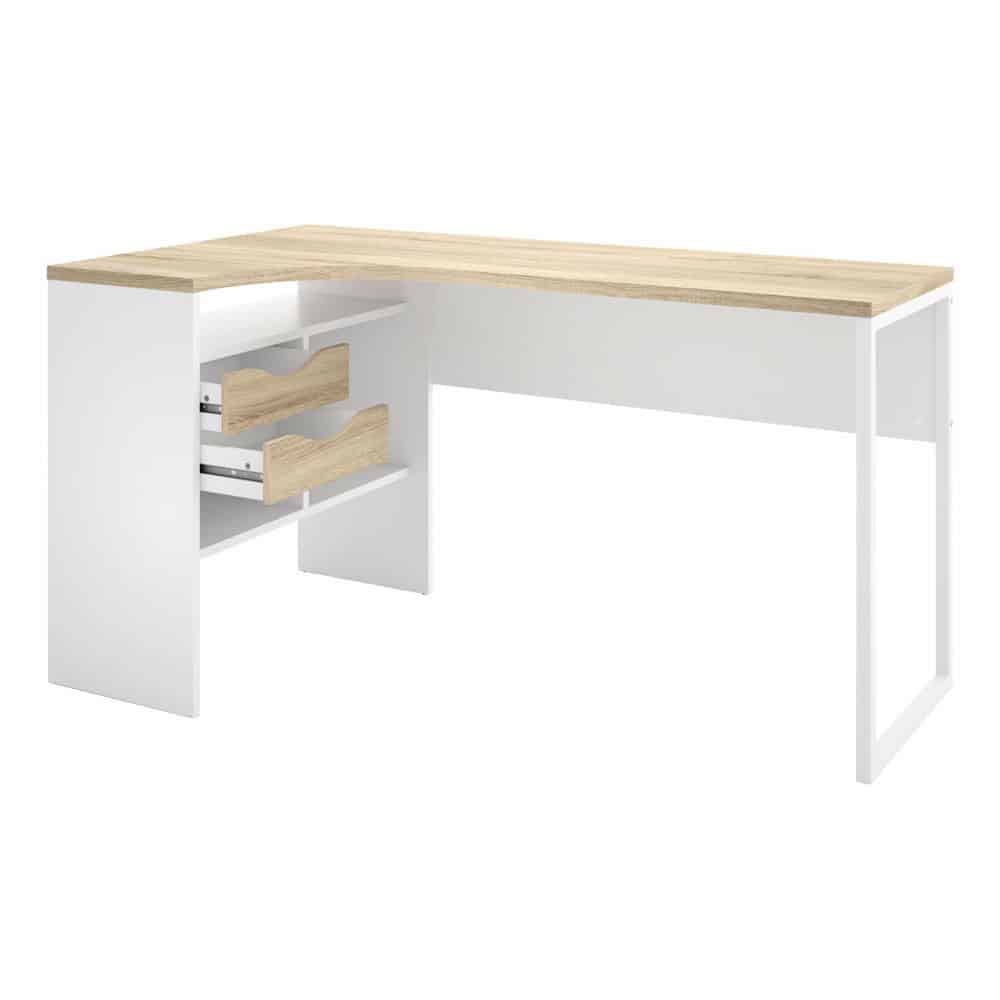 Furniture To Go Function Plus Corner Desk 2 Drawers White Oak