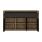 Furniture To Go Havana 3 Door 3 Drawer Sideboard Oak Matt Black