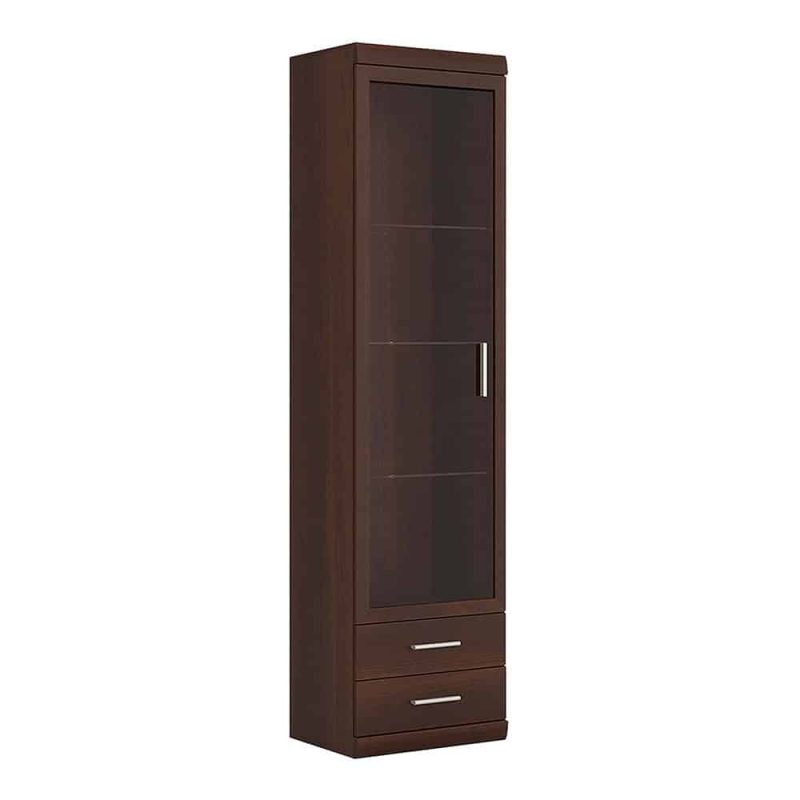 Furniture To Go Imperial Tall Glazed 1 Door 2 Drawer Cabinet Mahogany