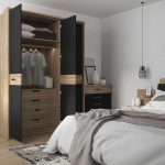 Furniture To Go Monaco 1 Drawer Bedside Open Shelf RH Oak Matte Black