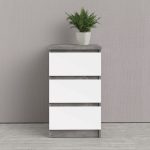 Furniture To Go Naia Bedside 3 Drawers Concrete White High Gloss