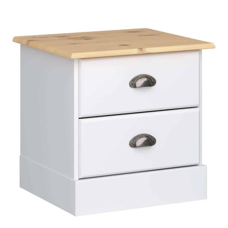 Furniture To Go Nola 2 Drawer Bedside White Pine