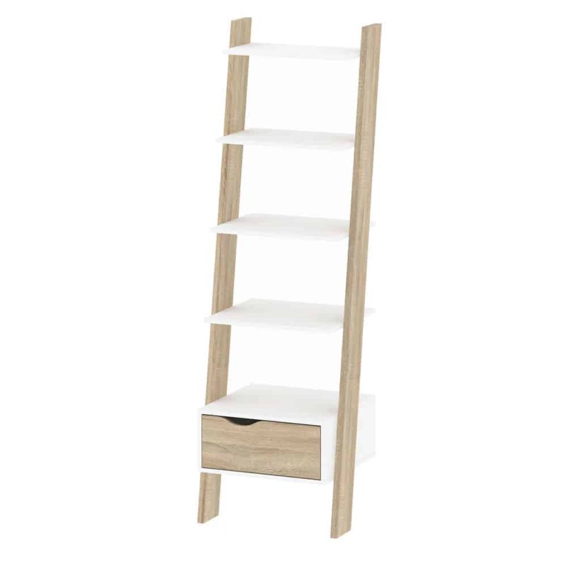Furniture To Go Oslo Leaning Bookcase 1 Drawer White Oak