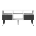 Furniture To Go Oslo TV Unit Wide 2 Drawers 4 Shelves White Matt Black