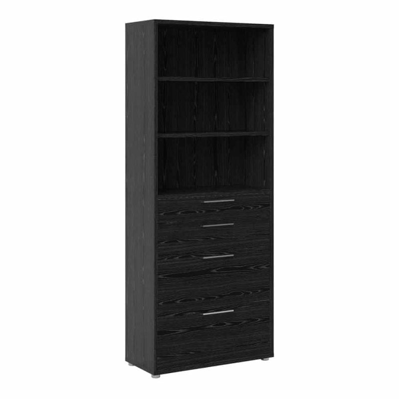 Furniture To Go Prima Bookcase 2 Shelves 2 File Drawers Black Woodgrain