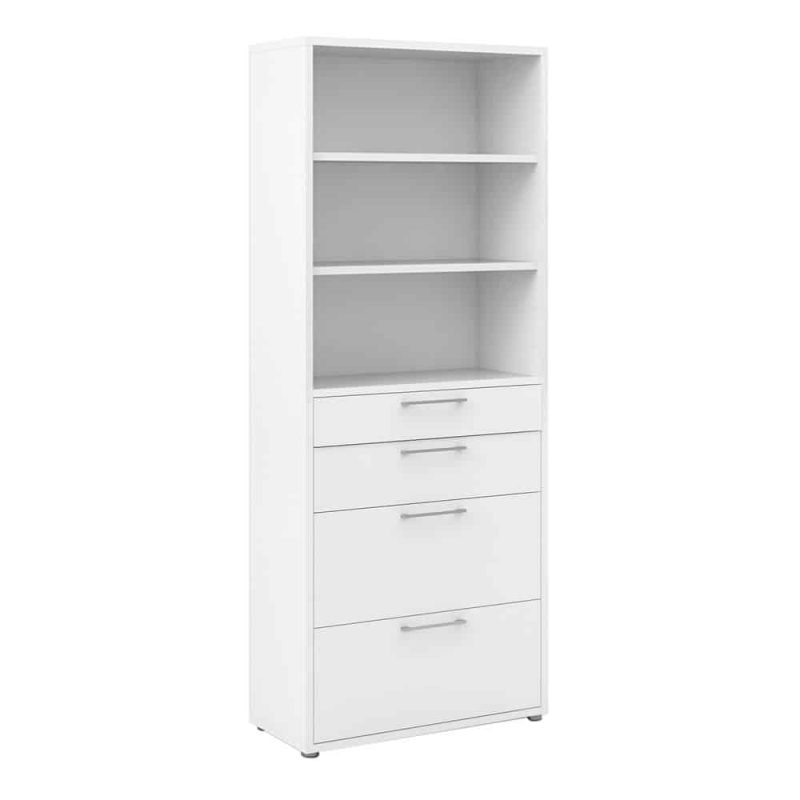 Furniture To Go Prima Bookcase 2 Shelves 2 File Drawers White