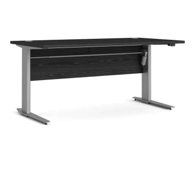 Furniture To Go Prima Desk 150cm Height Adjustable Black Woodgrain Silver Grey Legs