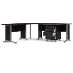 Furniture To Go Prima Desk 150cm Black Woodgrain Silver Grey Legs