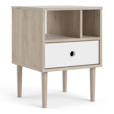 Furniture To Go Rome Bedside Table 1 Drawer Oak White