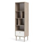 Furniture To Go Rome Bookcase 1 Drawer Oak Matt White