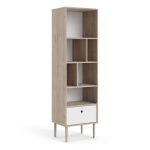 Furniture To Go Rome Bookcase 1 Drawer Oak Matt White