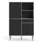 Furniture To Go Rome Bookcase 2 Doors 4 Drawers Oak Matt Black