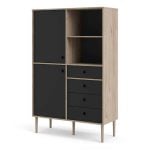 Furniture To Go Rome Bookcase 2 Doors 4 Drawers Oak Matt Black