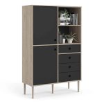 Furniture To Go Rome Bookcase 2 Doors 4 Drawers Oak Matt Black