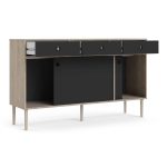 Furniture To Go Rome Sideboard 3 Drawers Oak Matt Black