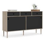 Furniture To Go Rome Sideboard 3 Drawers Oak Matt Black