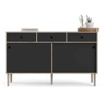 Furniture To Go Rome Sideboard 3 Drawers Oak Matt Black