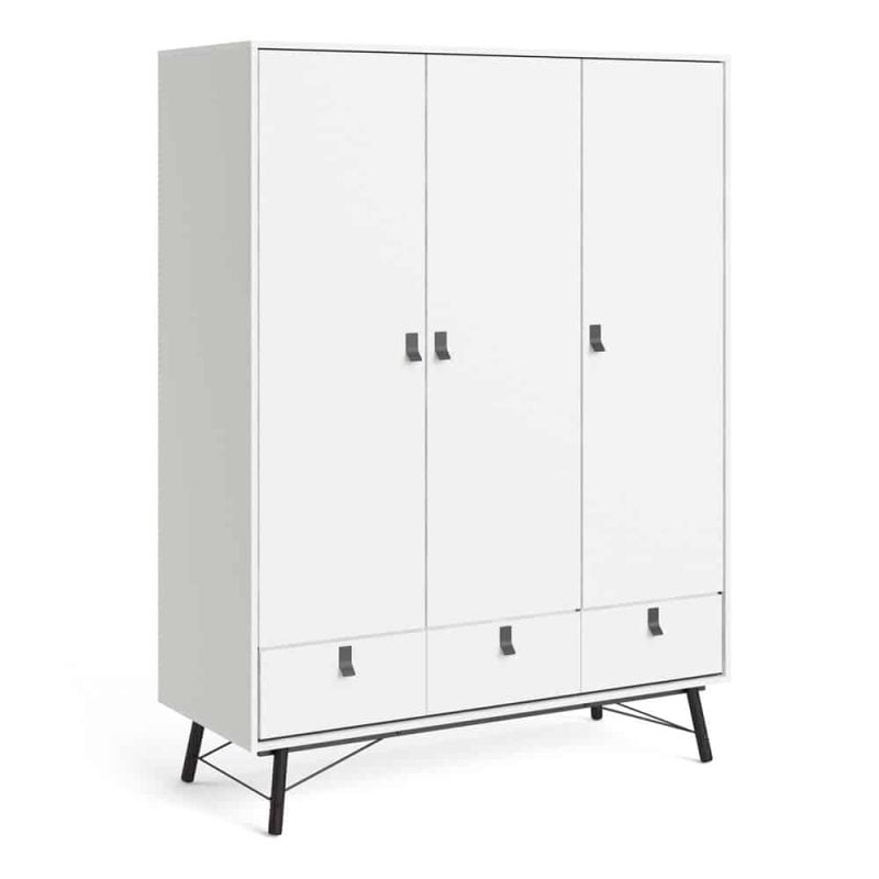 Furniture To Go Ry Wardrobe 3 Doors 3 Drawers Matt White