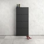 Furniture To Go Shoe Cabinet 4 Tilting Doors 1 Layer Matt Black