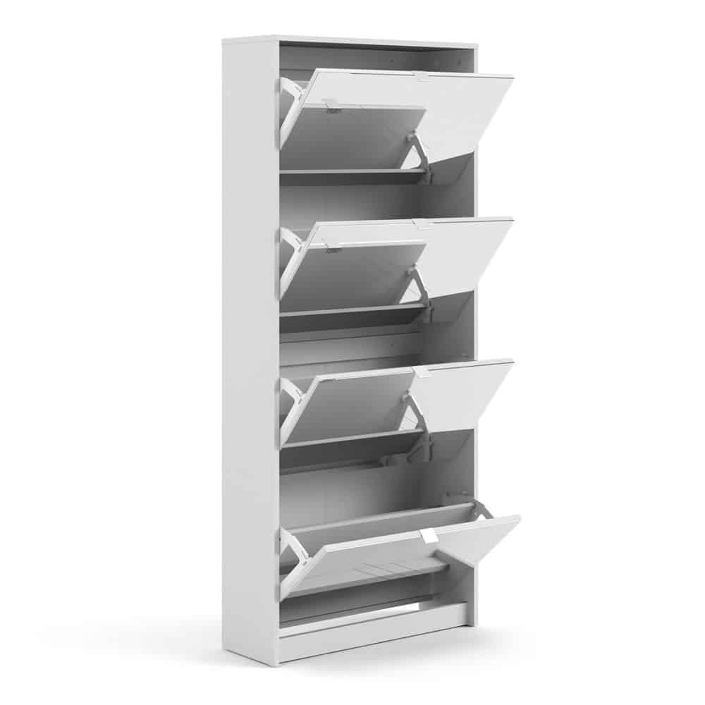 Furniture To Go Shoe Cabinet 4 Mirror Tilting Doors 2 Layers White with ...