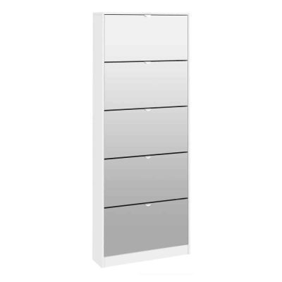 Furniture To Go Shoe Cabinet 5 Mirror Tilting Doors White