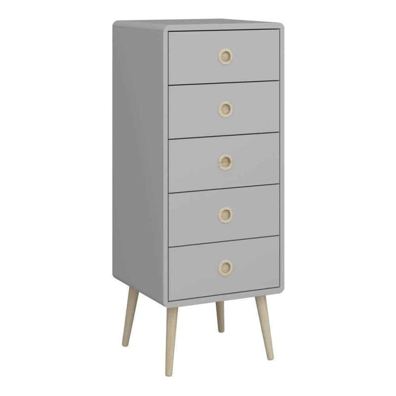 Furniture To Go Softline 5 Drawer Narrow Chest Grey