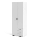 Furniture To Go Space Tall 2 Door Wardrobe 3 Drawers White
