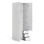 Furniture To Go Space Tall 2 Door Wardrobe 3 Drawers White