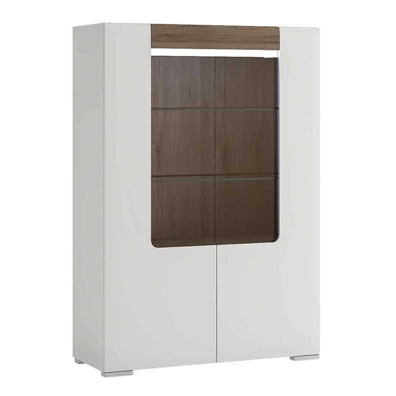 Furniture To Go Toronto Low Glazed 2 Door Display Cabinet White High Gloss