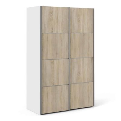 Furniture To Go Verona Sliding Wardrobe 120cm White Oak 2 Shelves