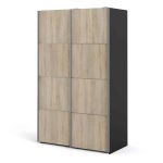 Furniture To Go Verona Sliding Wardrobe 120cm Matt Black Oak 2 Shelves