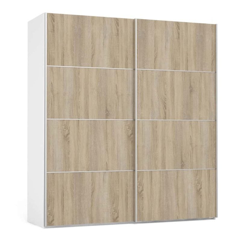 Furniture To Go Verona Sliding Wardrobe 180cm White Oak 5 Shelves