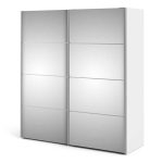 Furniture To Go Verona Sliding Wardrobe 180cm White Mirrored Door 5 Shelves