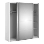 Furniture To Go Verona Sliding Wardrobe 180cm White Mirrored Door 5 Shelves