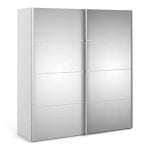 Furniture To Go Verona Sliding Wardrobe 180cm White Mirrored Door 5 Shelves