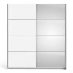 Furniture To Go Verona Sliding Wardrobe 180cm White Mirrored 2 Shelves