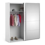 Furniture To Go Verona Sliding Wardrobe 180cm White Mirrored 2 Shelves