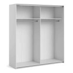 Furniture To Go Verona Sliding Wardrobe 180cm White Mirrored 2 Shelves