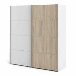 Furniture To Go Verona Sliding Wardrobe 180cm White Oak Door 5 Shelves