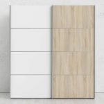 Furniture To Go Verona Sliding Wardrobe 180cm White Oak Door 5 Shelves