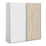 Furniture To Go Verona Sliding Wardrobe 180cm White Oak Door 5 Shelves