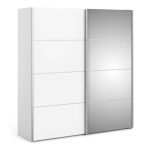 Furniture To Go Verona Sliding Wardrobe 180cm White Mirrored 5 Shelves