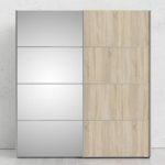 Furniture To Go Verona Sliding Wardrobe 180cm White Oak Mirrored 5 Shelves