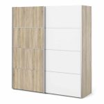 Furniture To Go Verona Sliding Wardrobe 180cm Oak White 2 Shelves