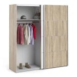 Furniture To Go Verona Sliding Wardrobe 180cm Oak White 2 Shelves