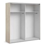 Furniture To Go Verona Sliding Wardrobe 180cm Oak White 2 Shelves