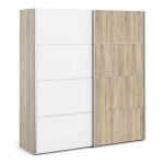 Furniture To Go Verona Sliding Wardrobe 180cm Oak White 2 Shelves